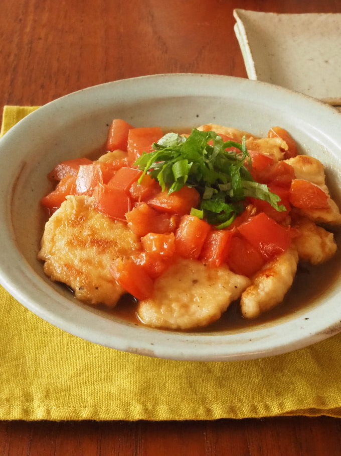 鶏むねとトマトのポン酢マリネ