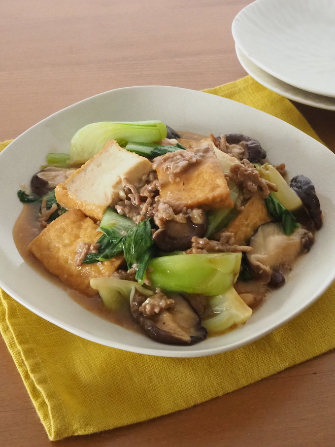 厚揚げとちんげん菜のとろとろ中華煮