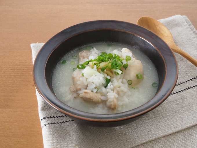 ほろほろ手羽元の参鶏湯風お粥