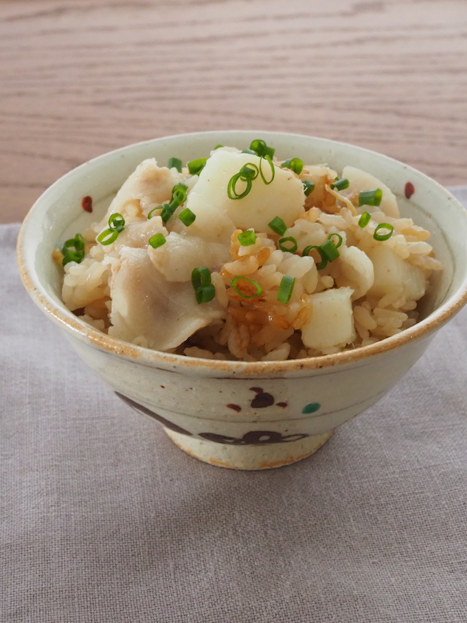 豚と長芋の炊きこみご飯
