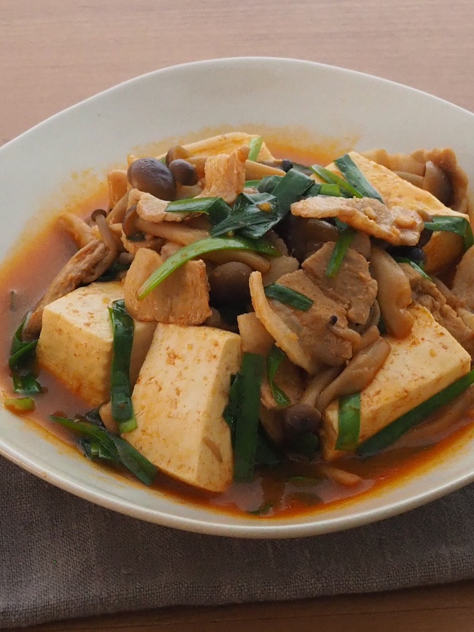 めんつゆで韓国風肉豆腐