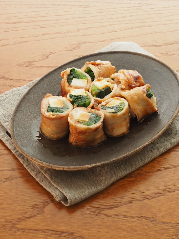 ほうれん草と長いもの肉巻き