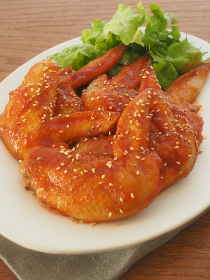 パリパリ手羽先のケチャポン揚げ