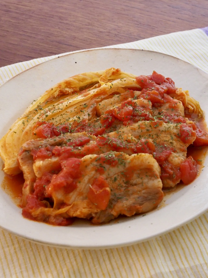 トマトで煮込む豚バラ白菜のほったらかし煮