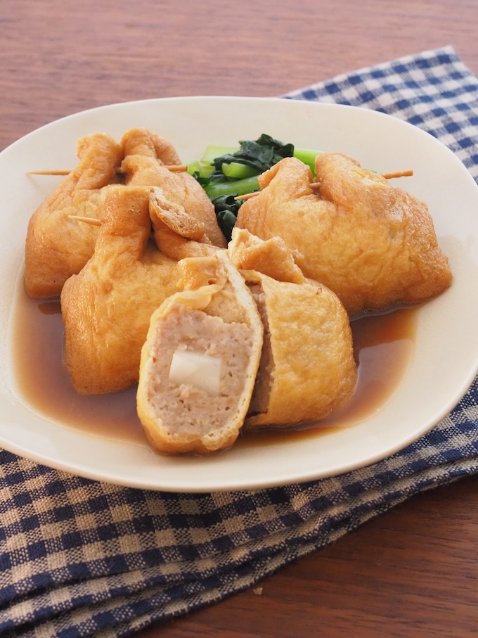 もち入りひき肉の巾着煮