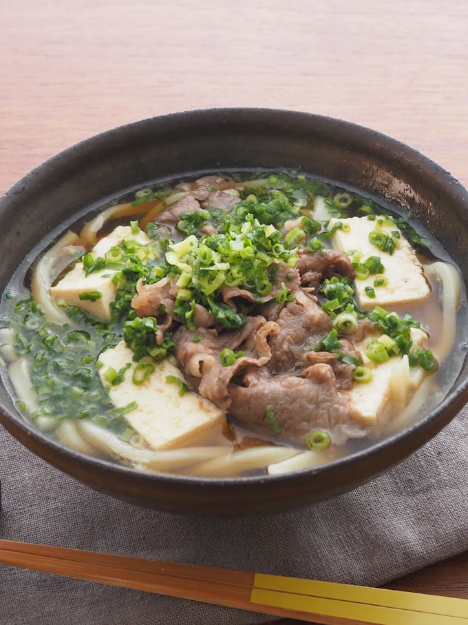 豆腐たっぷり肉吸い風うどん