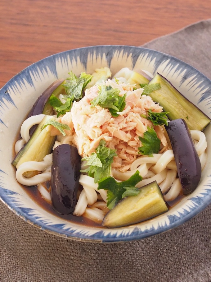 なすとツナの冷やしうどん