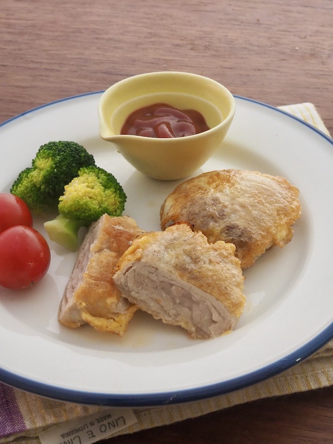 薄切り豚肉のミルフィーユピカタ