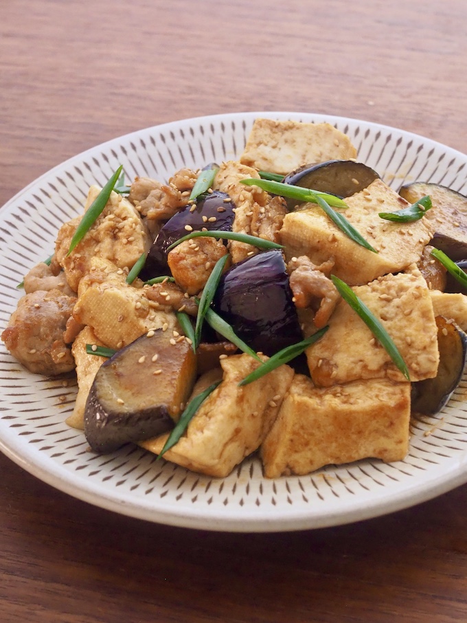 なすと豆腐のこくうま炒め