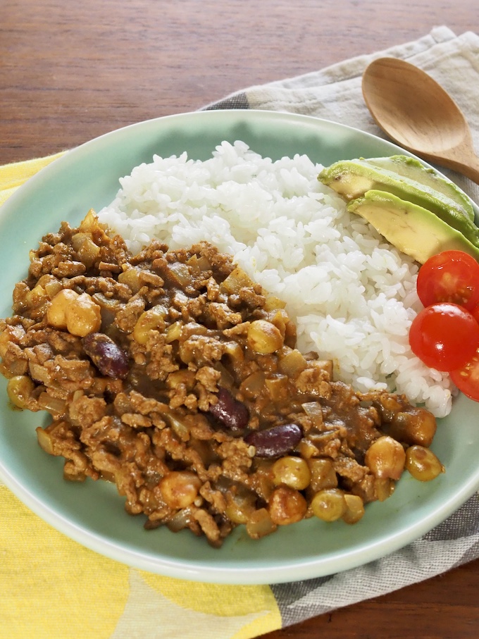 ひき肉と豆の簡単キーマカレー
