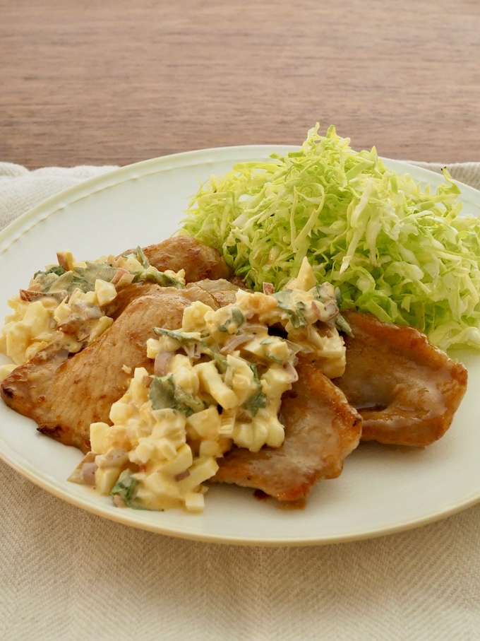 ポークソテー薬味たっぷりタルタルソース