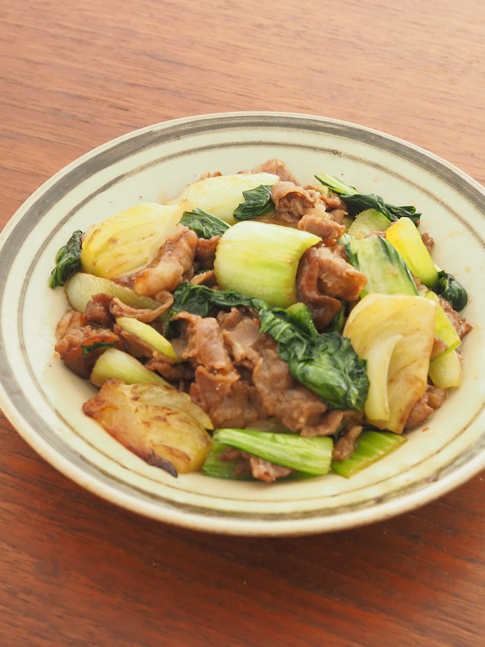 牛肉とチンゲン菜のオイスターソース炒め