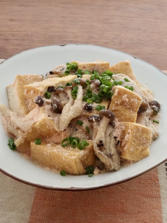 厚揚げときのこのたらこあんかけ