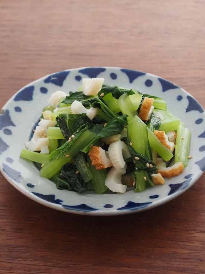 レンジで小松菜とちくわのナムル