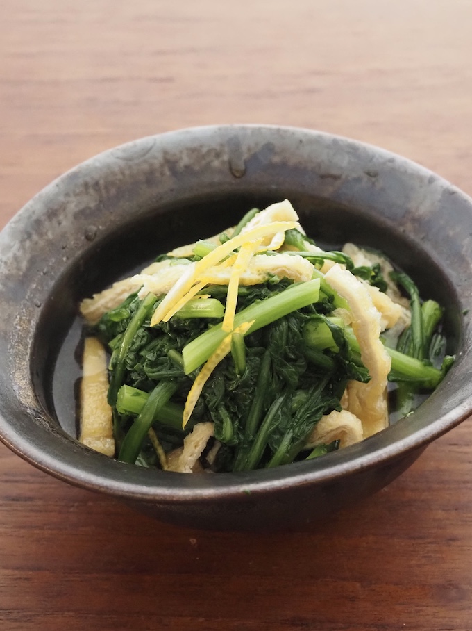 春菊と油揚げのゆずおひたし