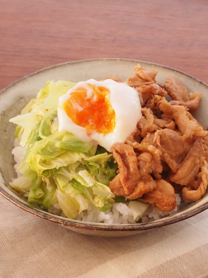 春キャベツと豚肉のビビンバ丼