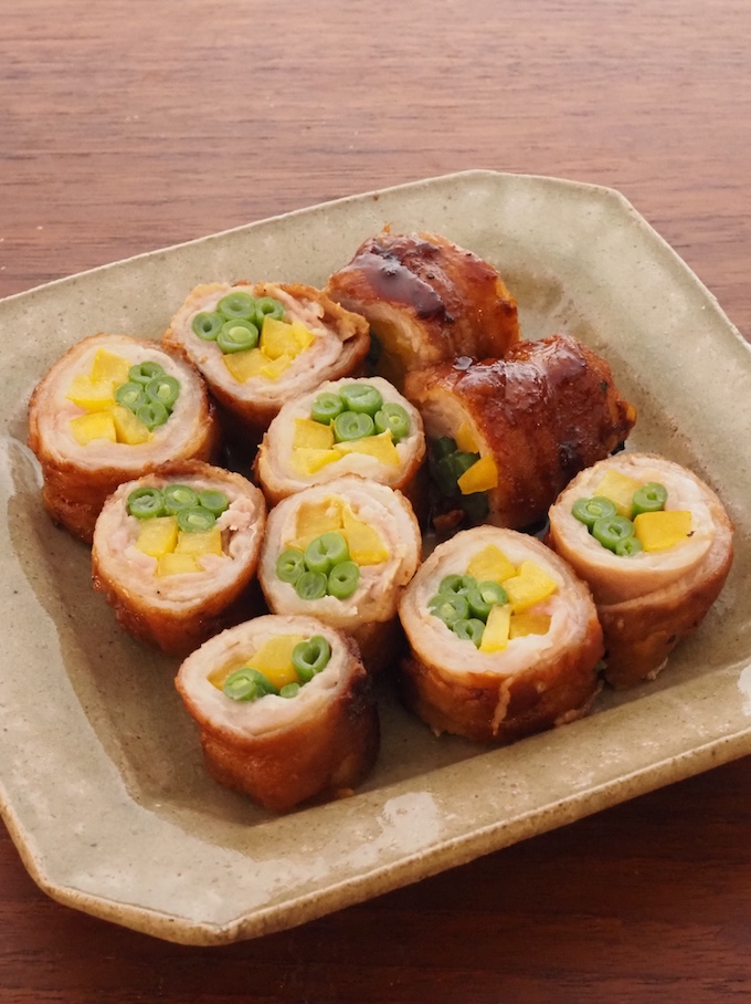 いんげんとパプリカの肉巻き