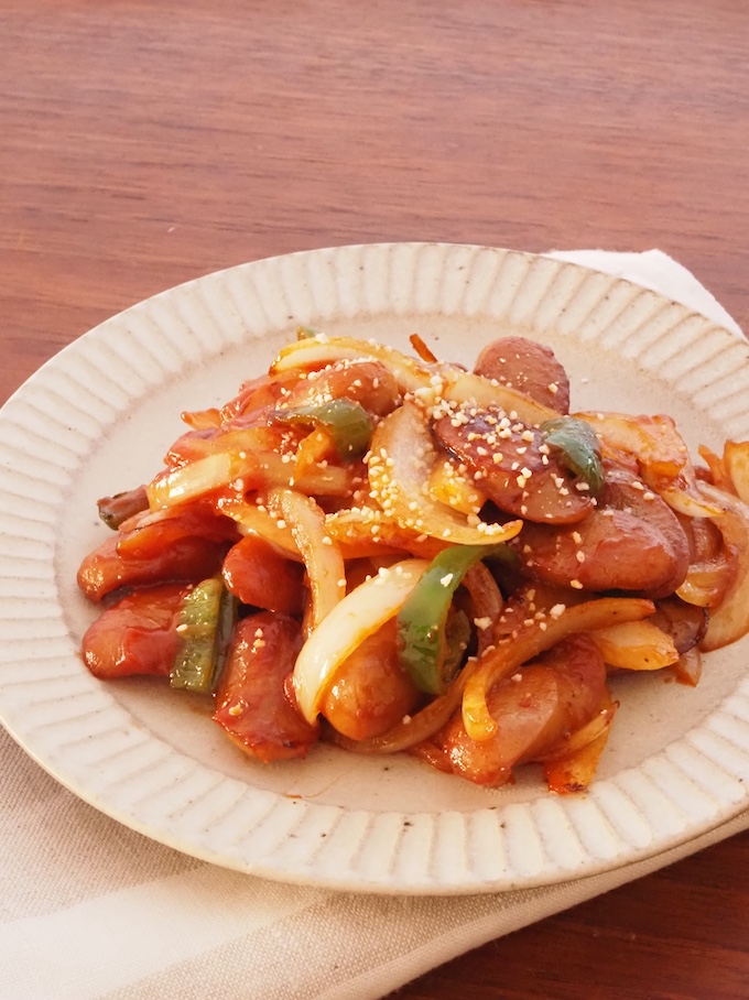 ウインナーのナポリタン炒め