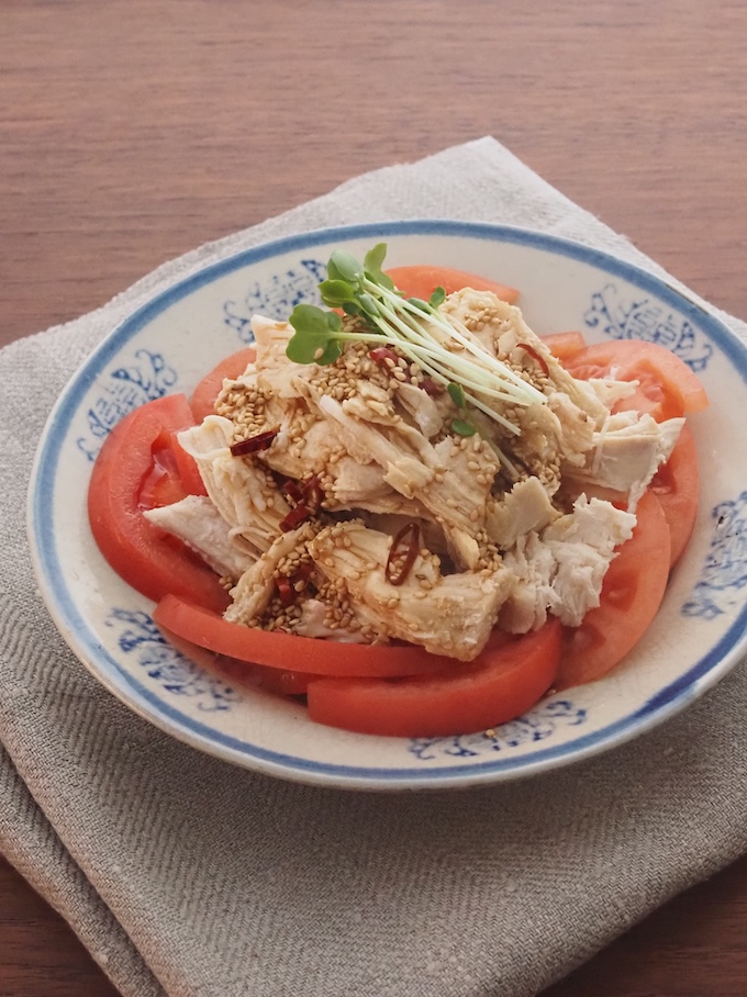 鶏むねとトマトのごま酢南蛮