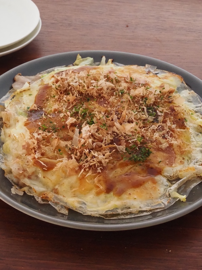 豚肉とキャベツのライスペーパーお好み焼き