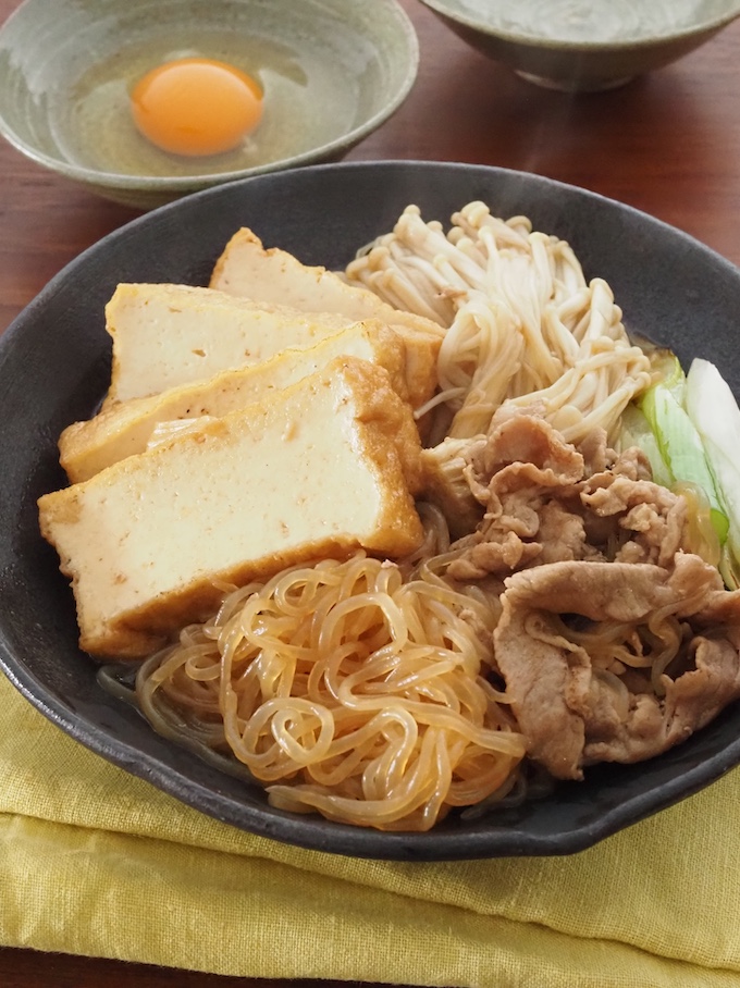 厚揚げと豚こまのすき焼き風
